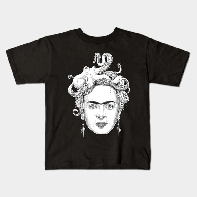 Frida Kahlo Kids T-Shirt by NikKor